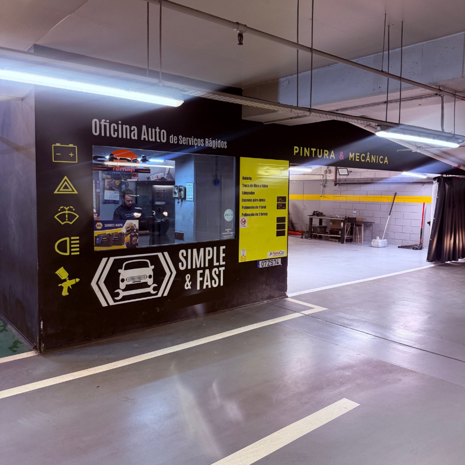 Entrada da oficina AGA Motors, Amoreiras Shopping